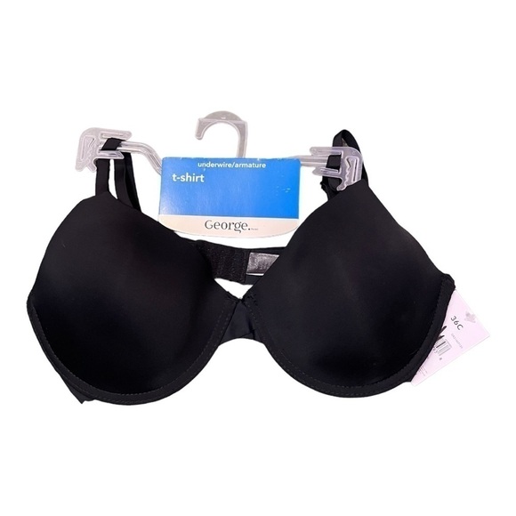 GEORGE Black Underwire T-Shirt Bra Size 36C - Picture 2 of 3